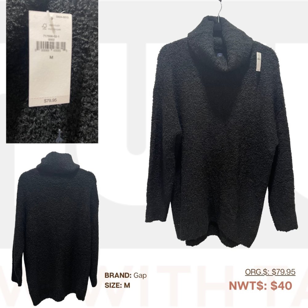 Gap, Black Oversized Sweater, M, NWT